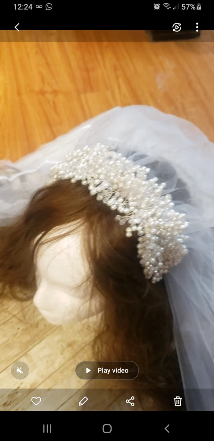 Beaded Wedding Headpiece with Veil - photo 5