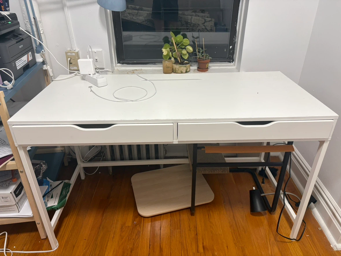 White Ikea Two-Drawer Desk