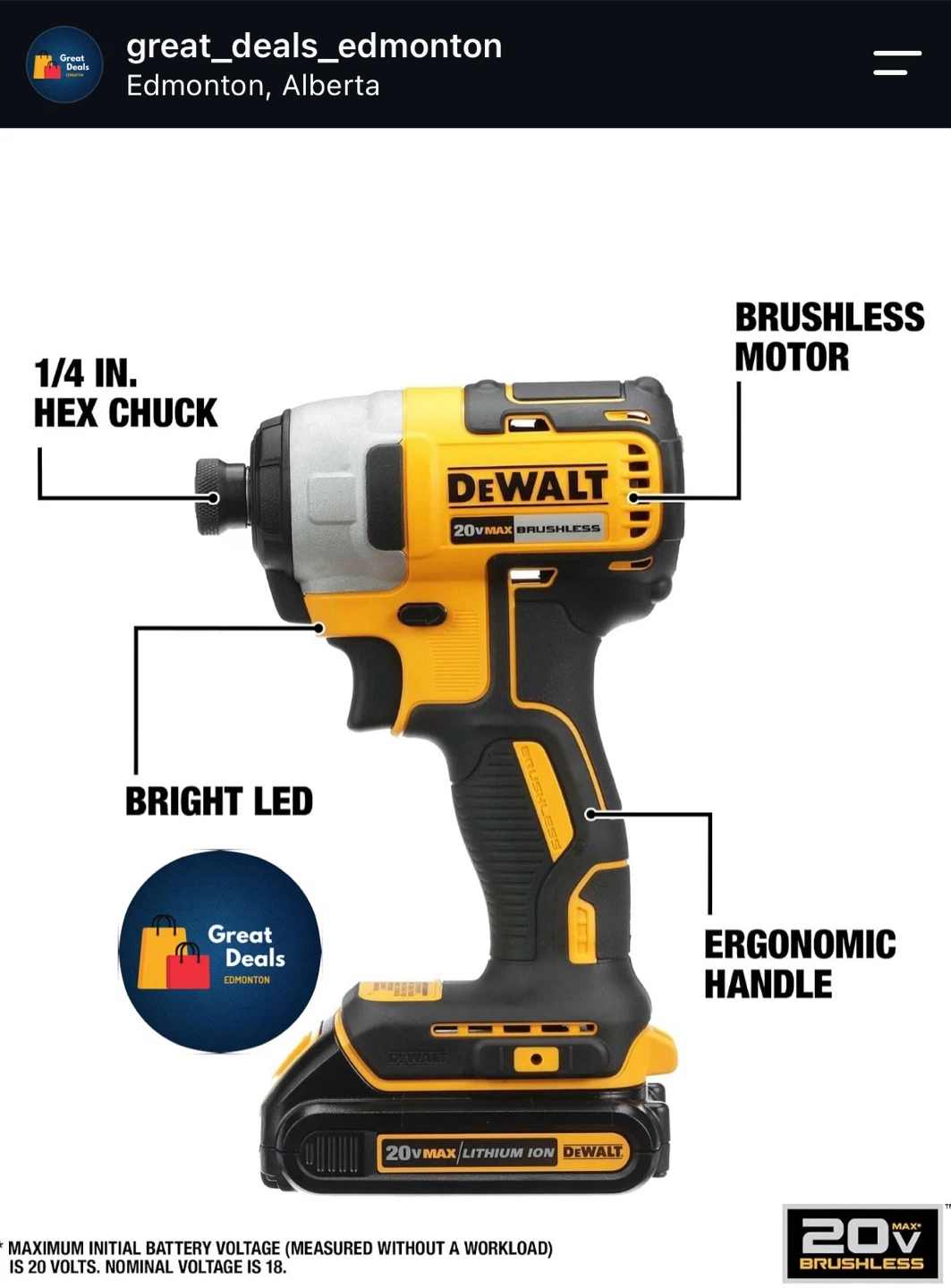 DEWALT 20V MAX Brushless Impact Driver Kit DCD787D1