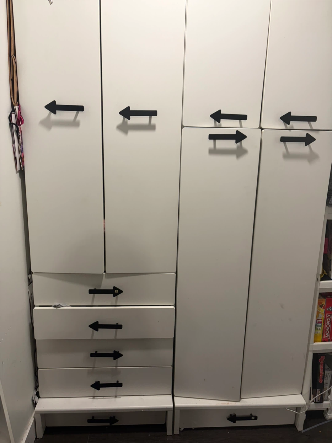 Ikea White Storage Unit with Arrow Handles Closets