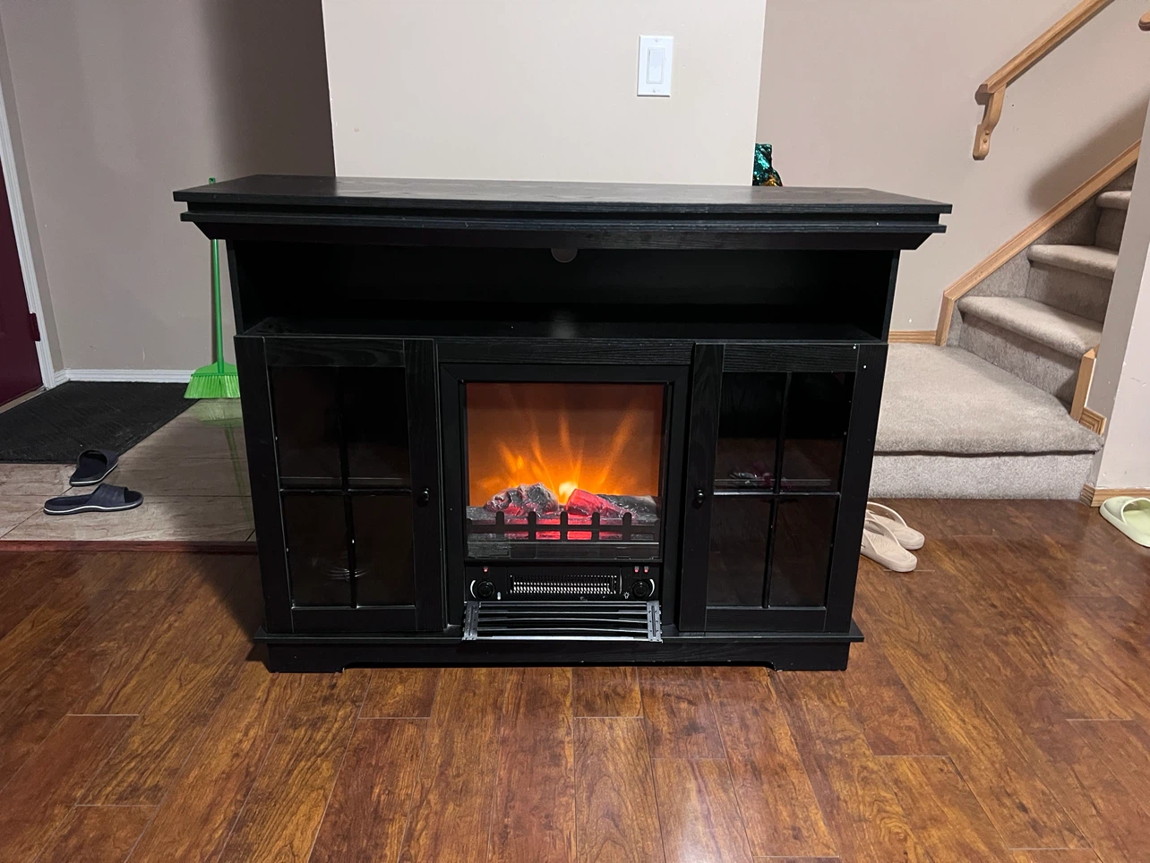 Black electric fireplace TV stand - photo 3