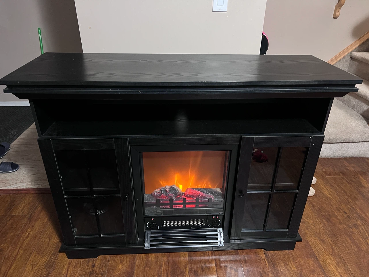 Black electric fireplace TV stand - photo 4
