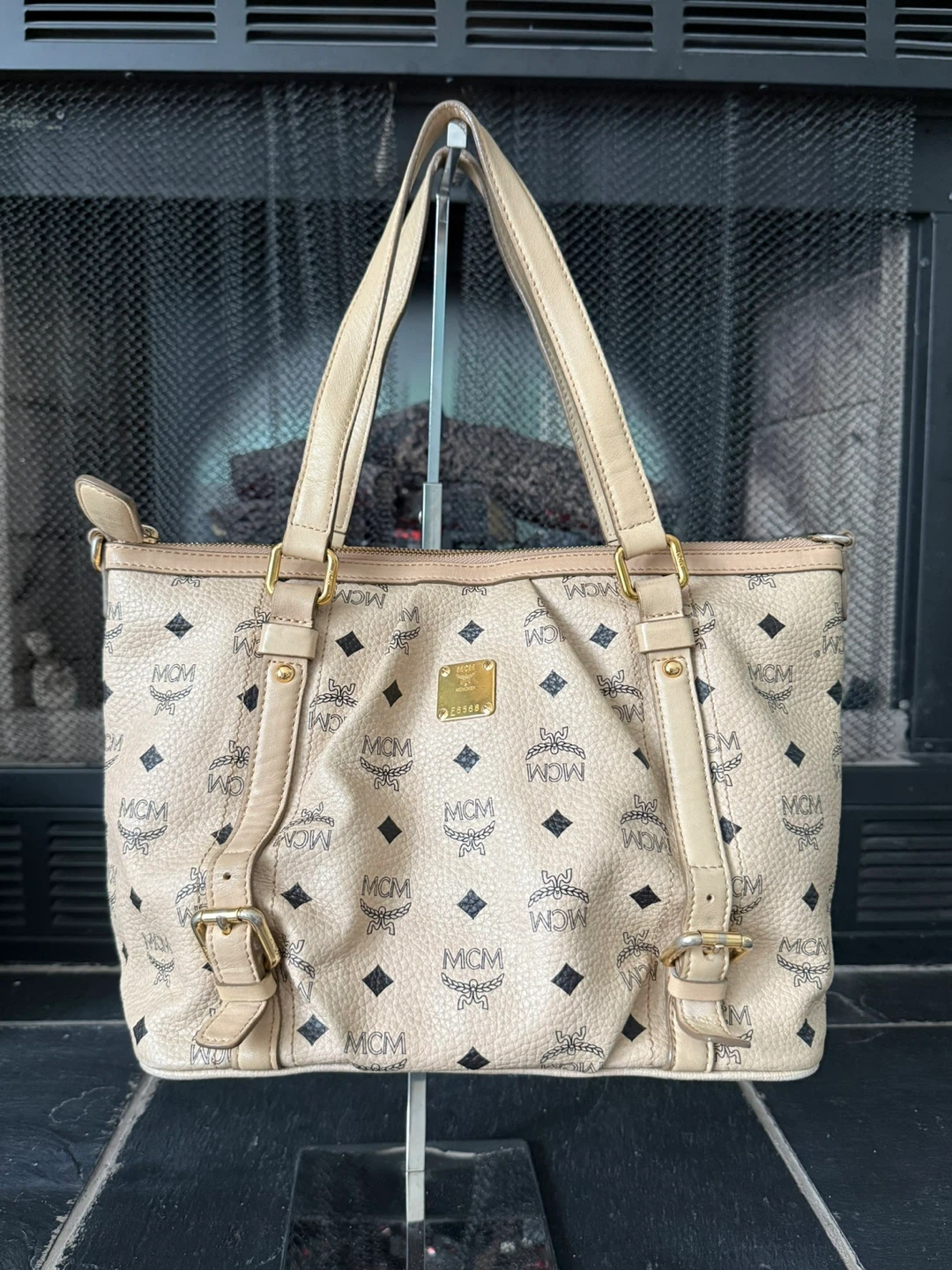MCM Visetos Leather Tote Bag