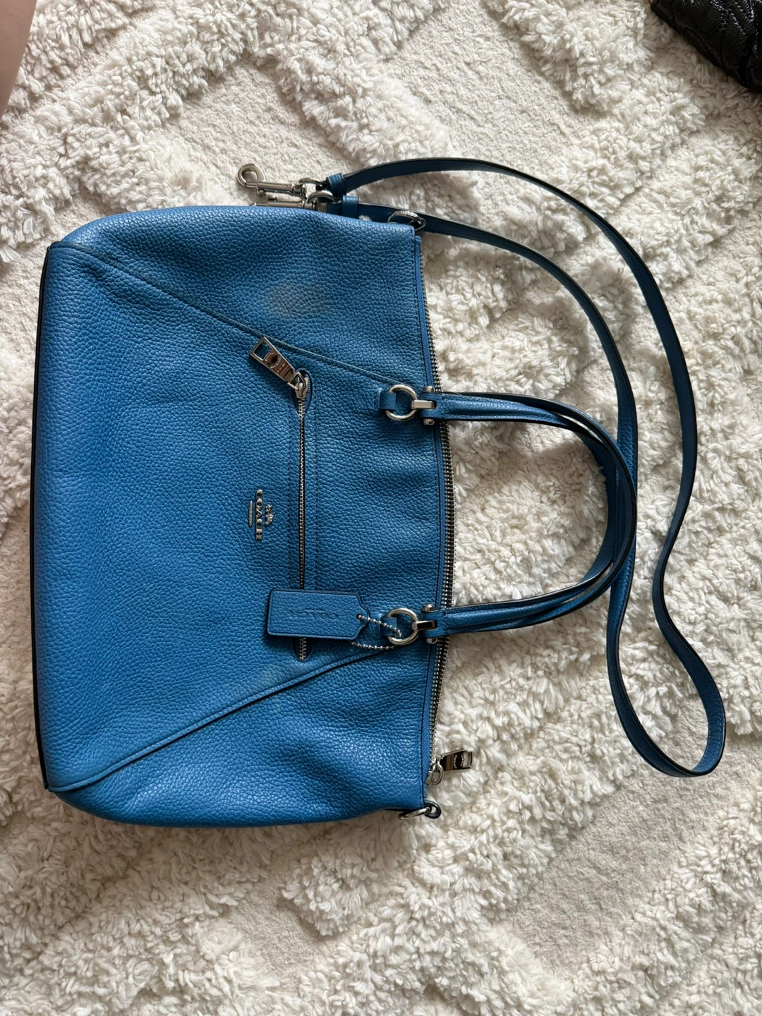 Blue Coach Leather Handbag