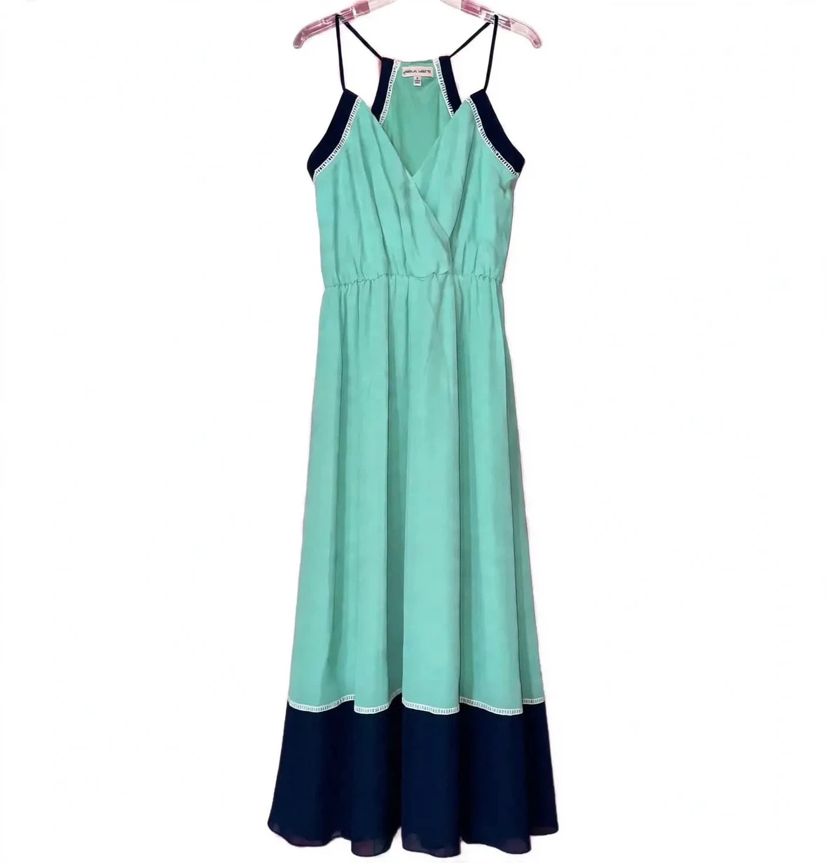 Sequin Hearts Mint and Navy Maxi Dress