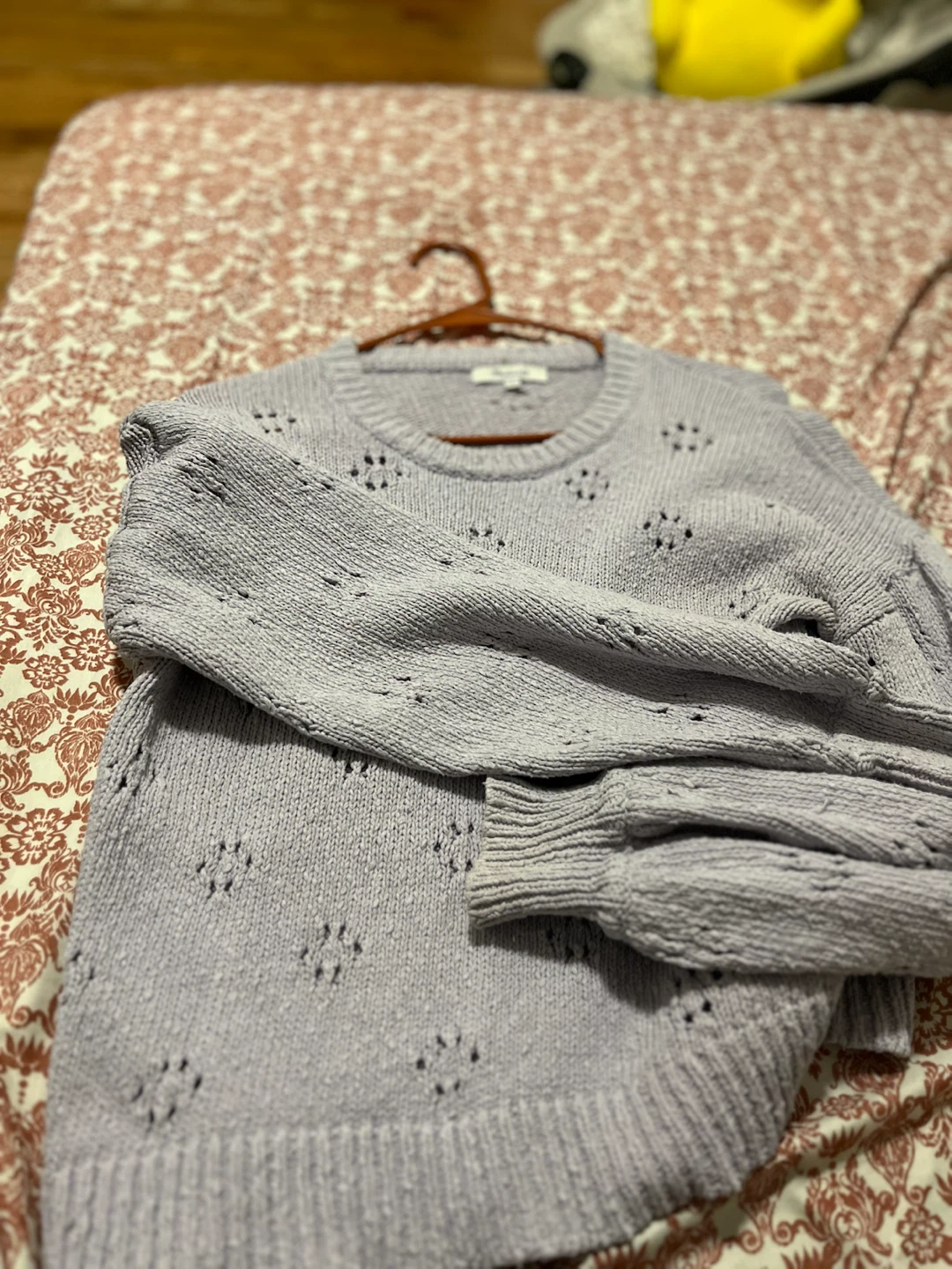 Madewell Lavender Eyelet Knit Sweater