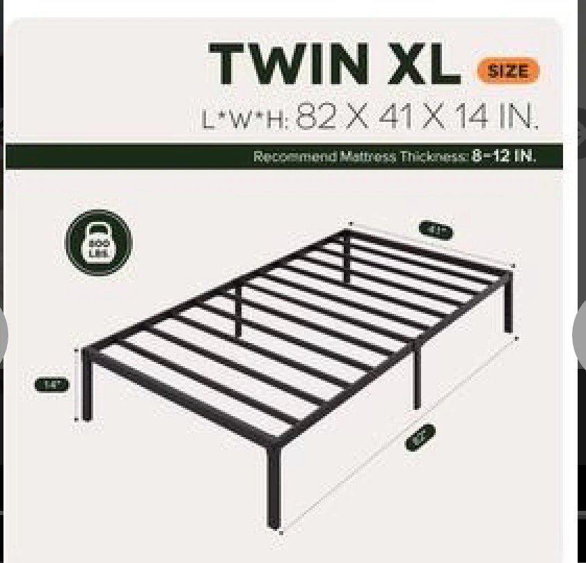 Einfach Twin XL Bed Frame, Heavy Duty Metal - photo 2