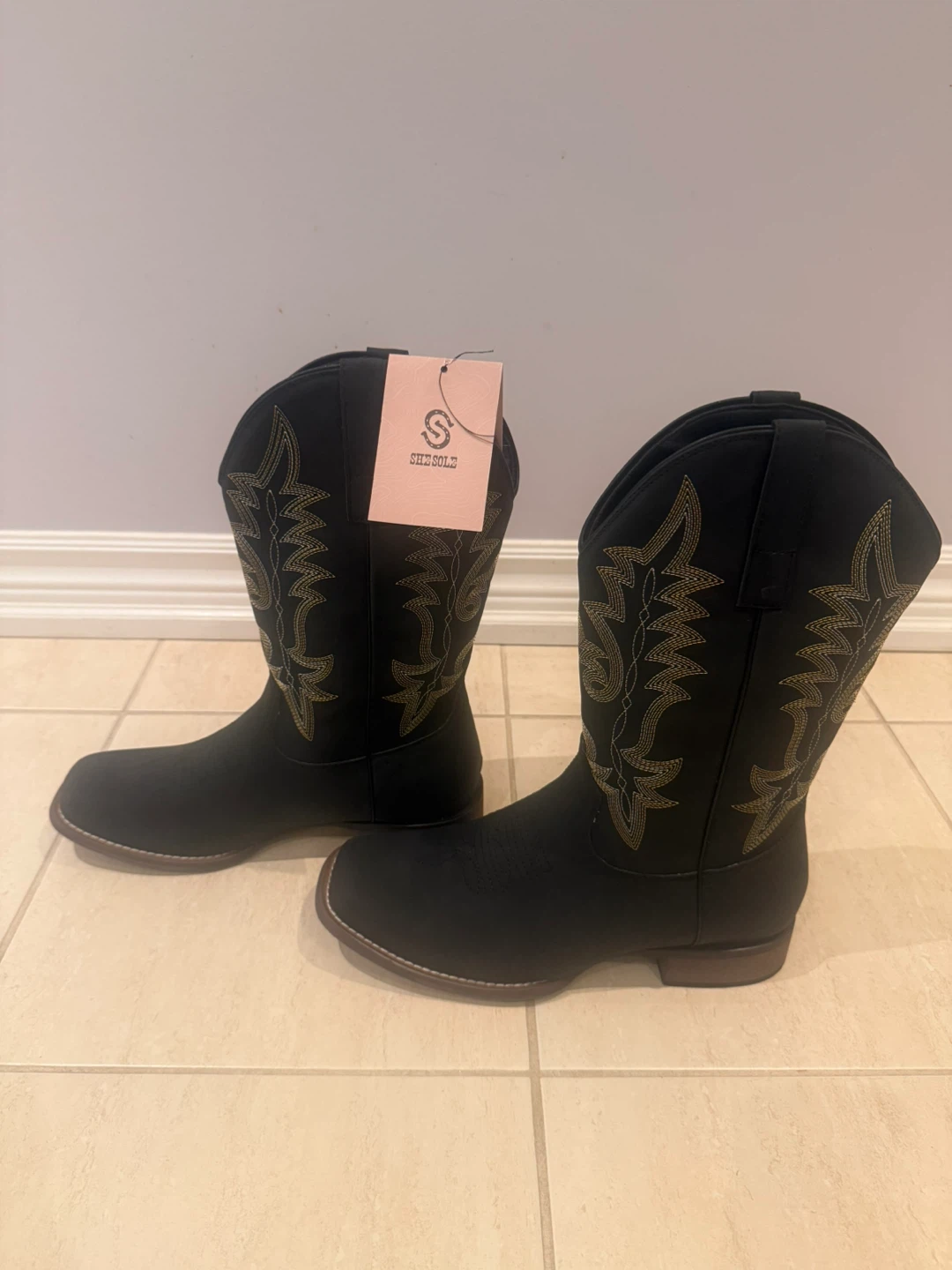 She Sole Black Cowboy Boots