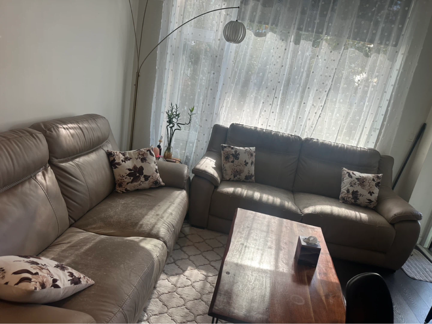Taupe Leather Sofa Set