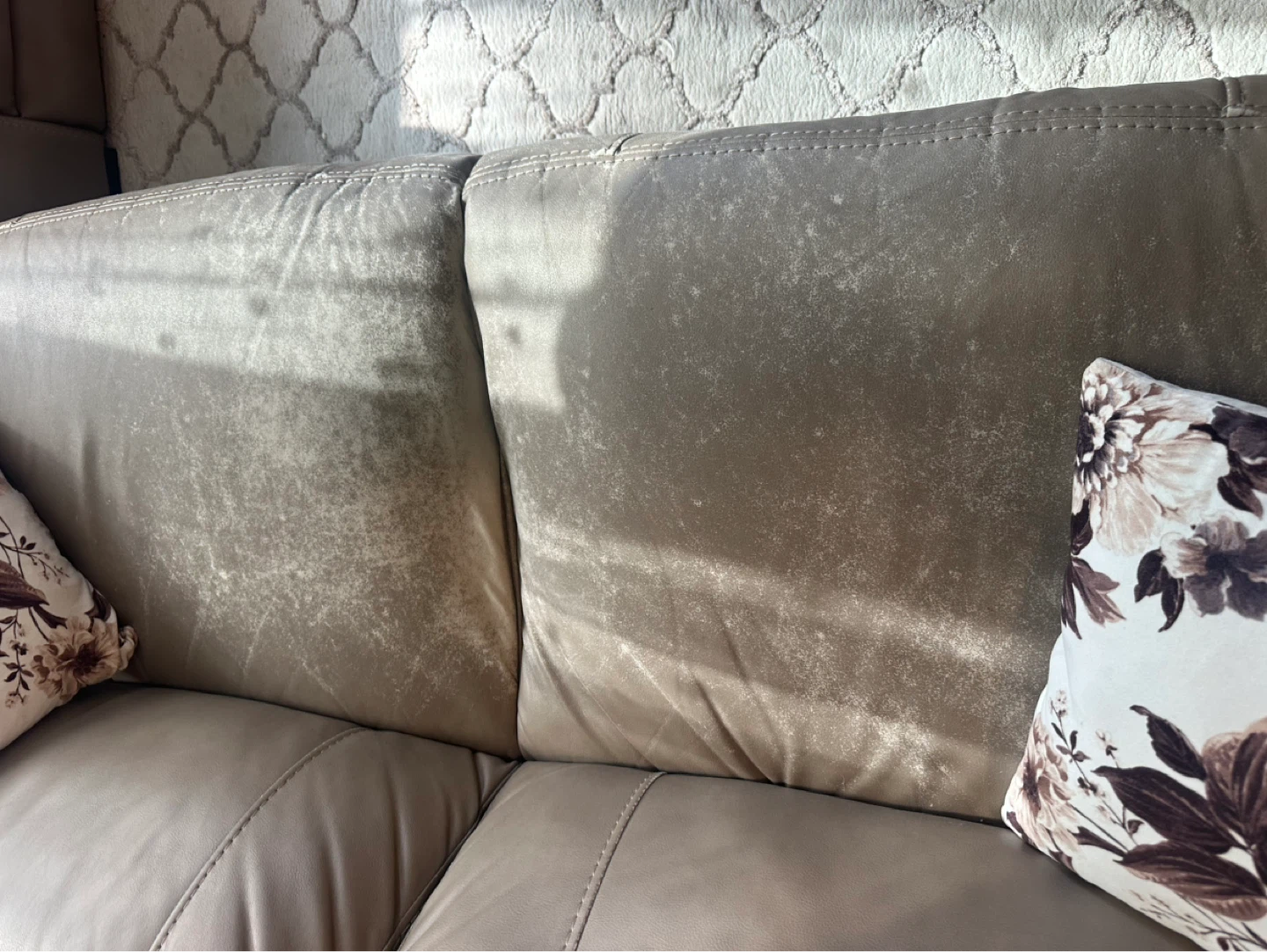 Taupe Leather Sofa Set - photo 2