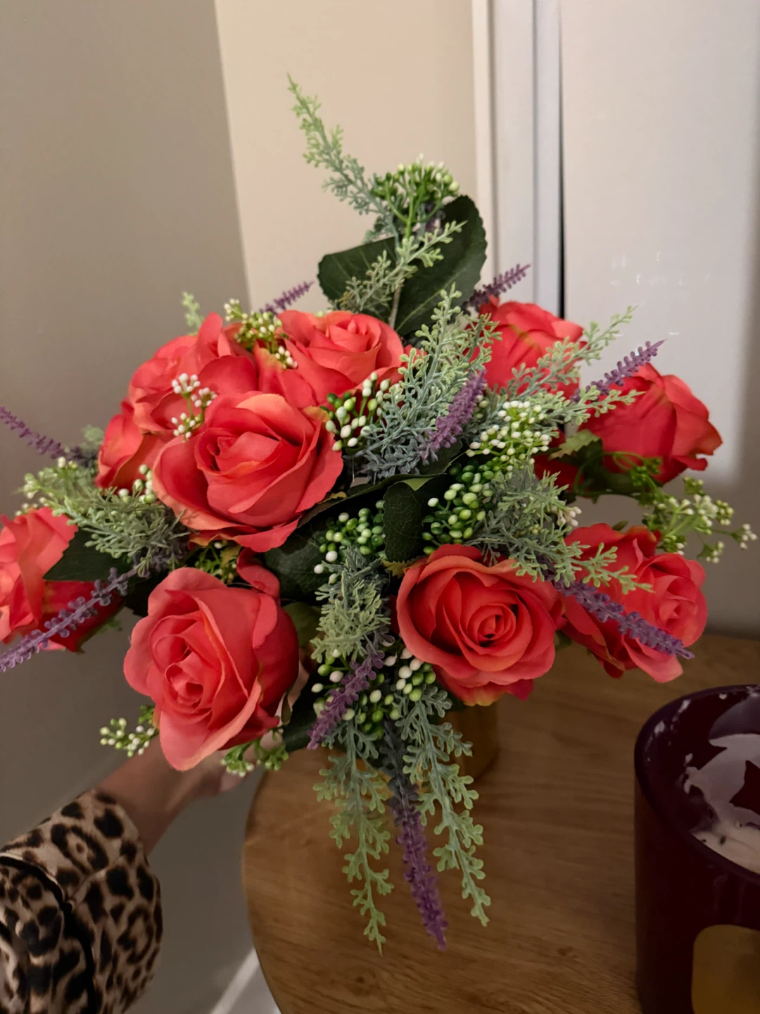 Artificial Floral Arrangement in Gold Mercury Glass Vase