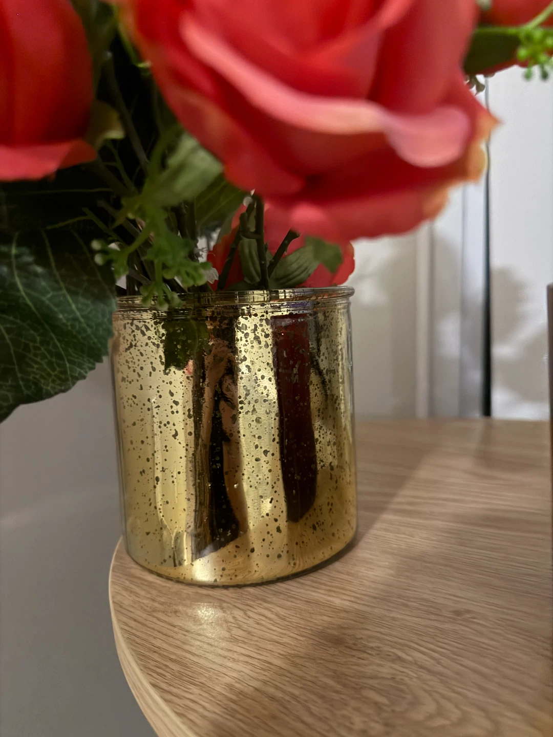 Artificial Floral Arrangement in Gold Mercury Glass Vase - photo 2