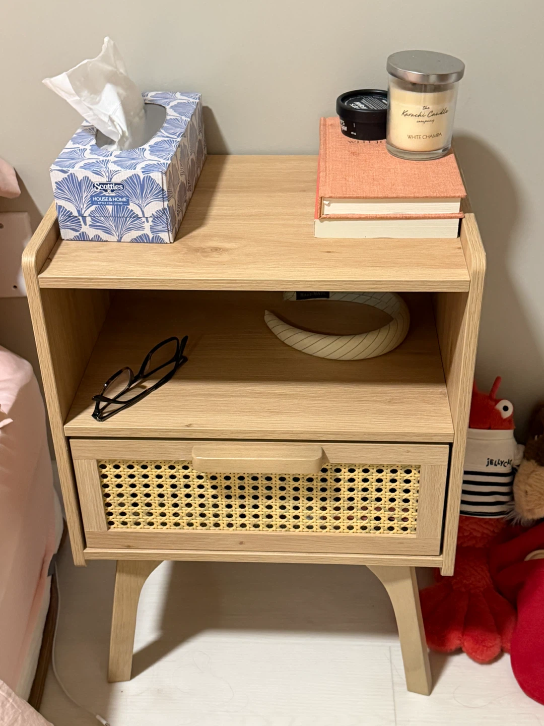 Modern Wood and Rattan Nightstand - photo 2