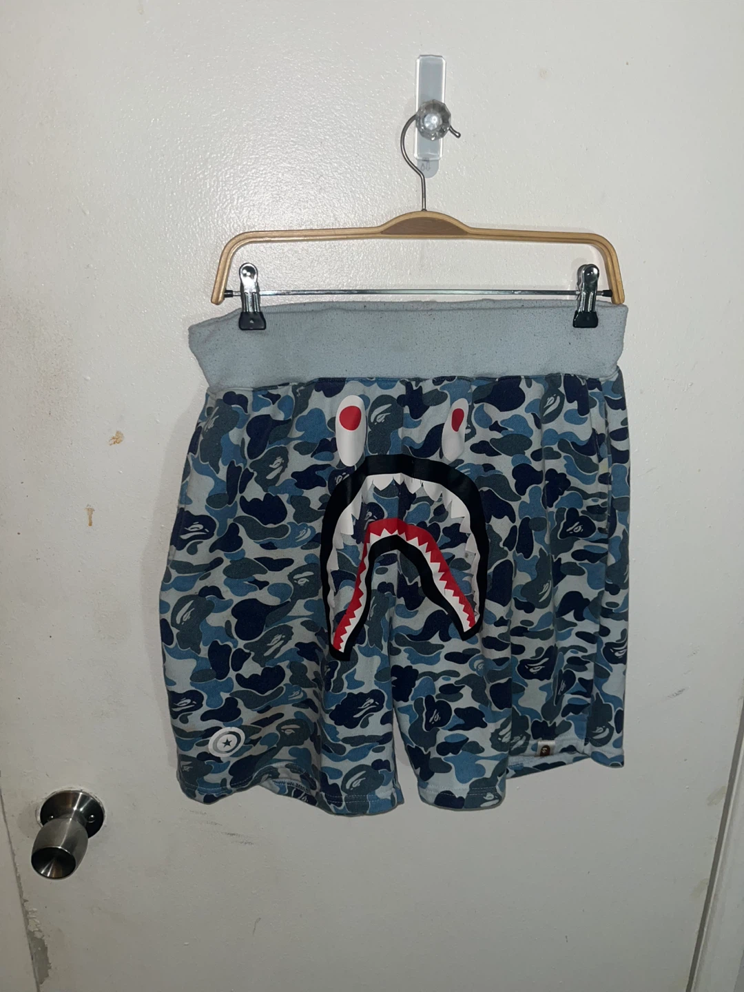 A Bathing Ape Shark blue Camo Shorts size XL