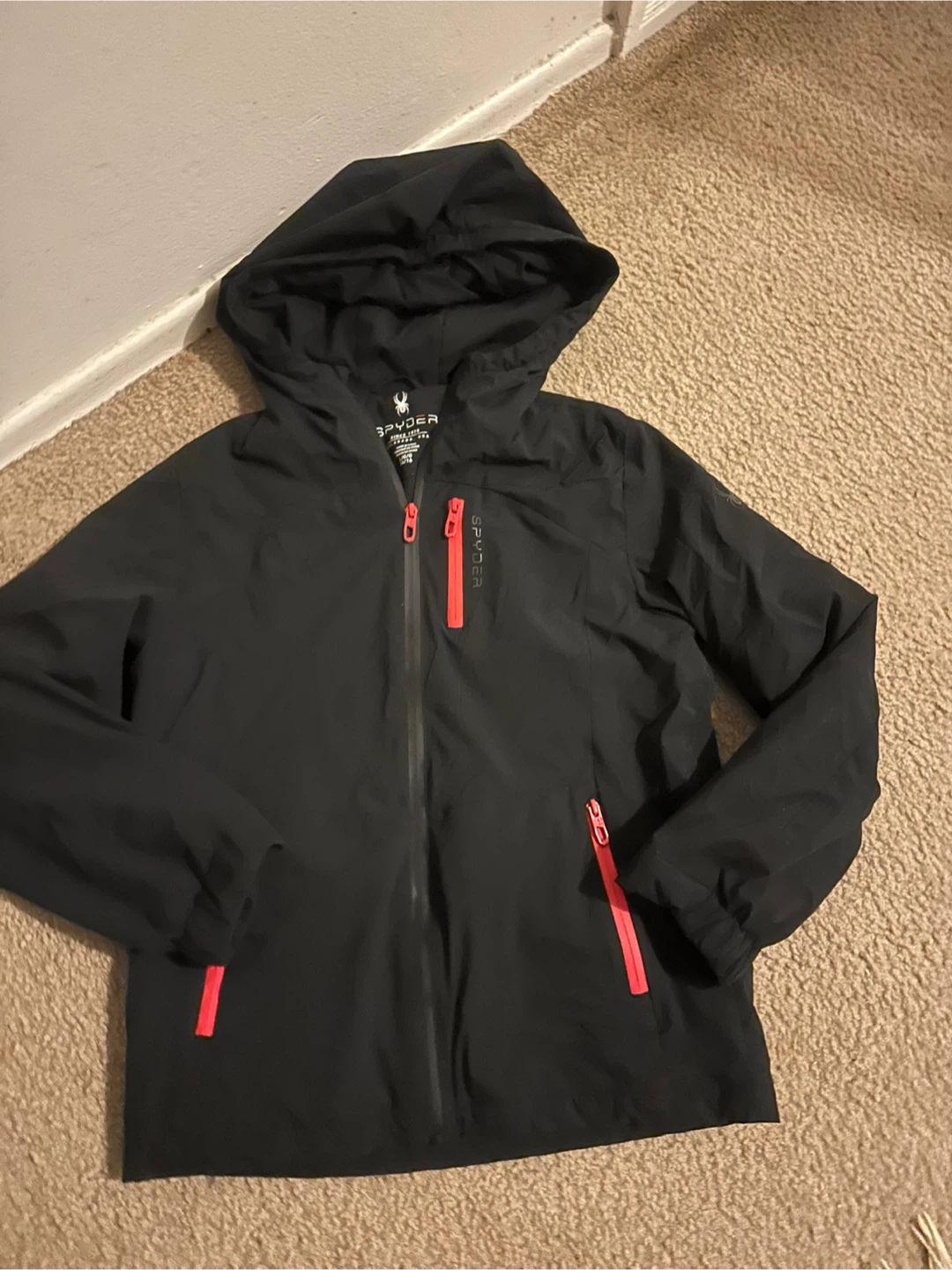 Spyder Black Hooded Jacket teen age 14/16