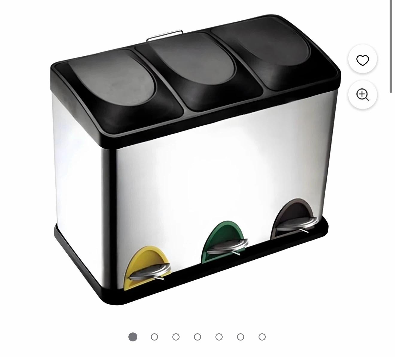 3-Compartment Stainless Steel Recycling Bin