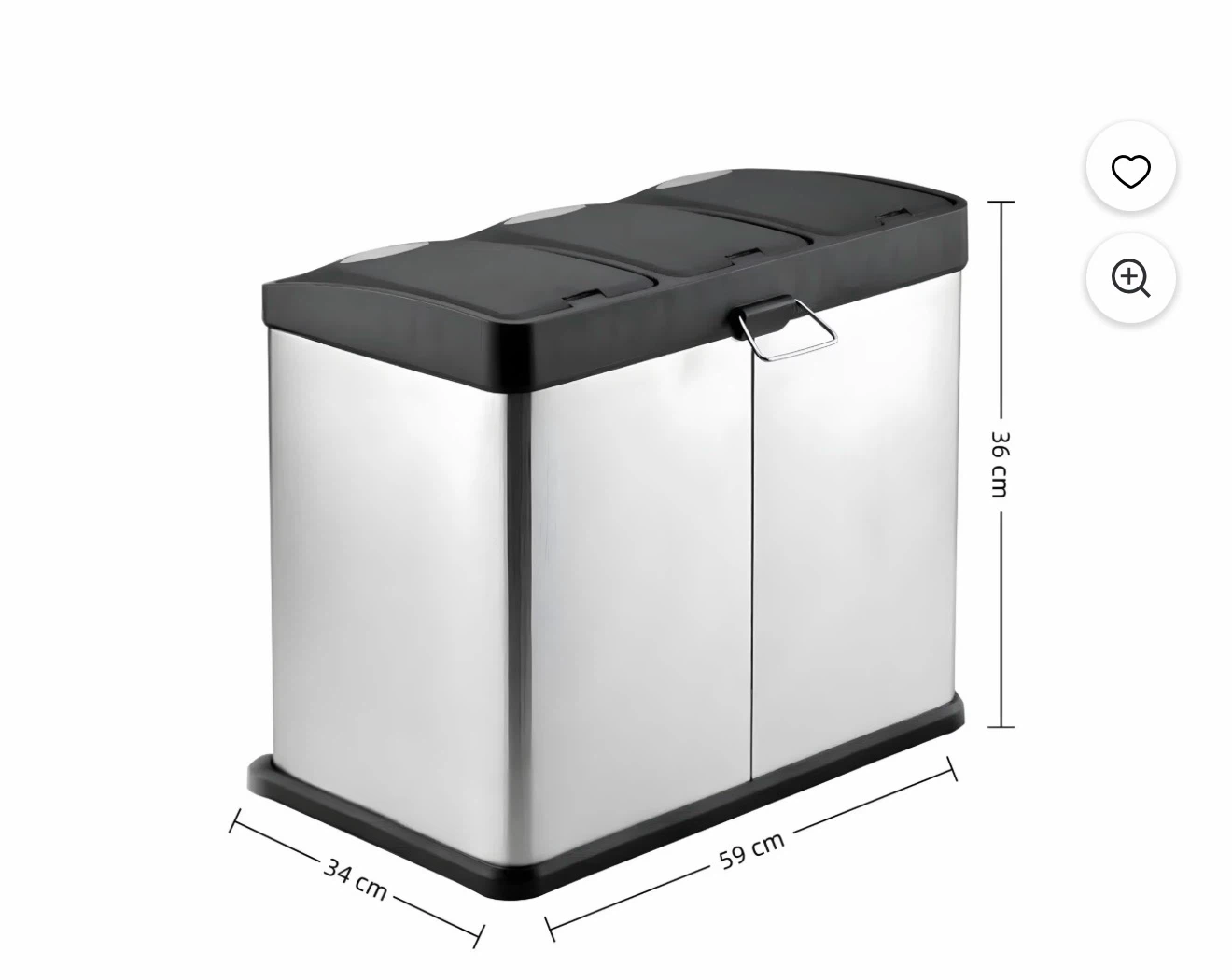 3-Compartment Stainless Steel Recycling Bin - photo 2