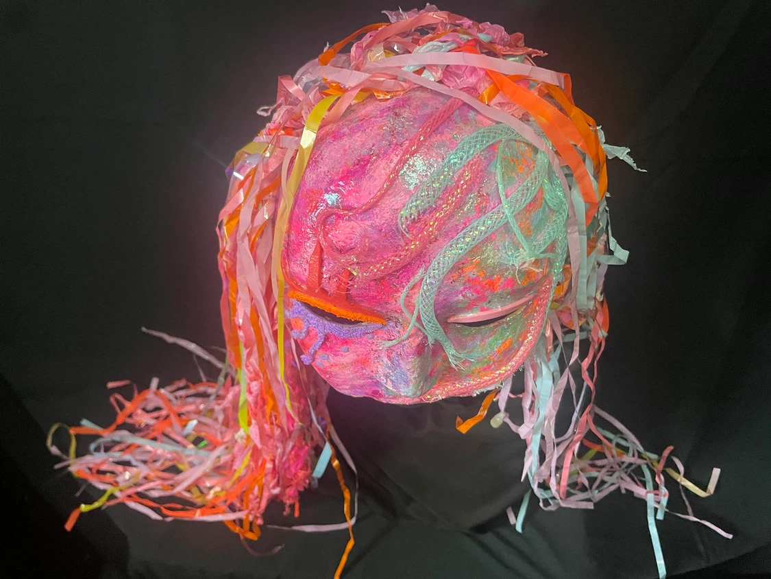 Whimsical  UV reactive Half Mask - photo 4