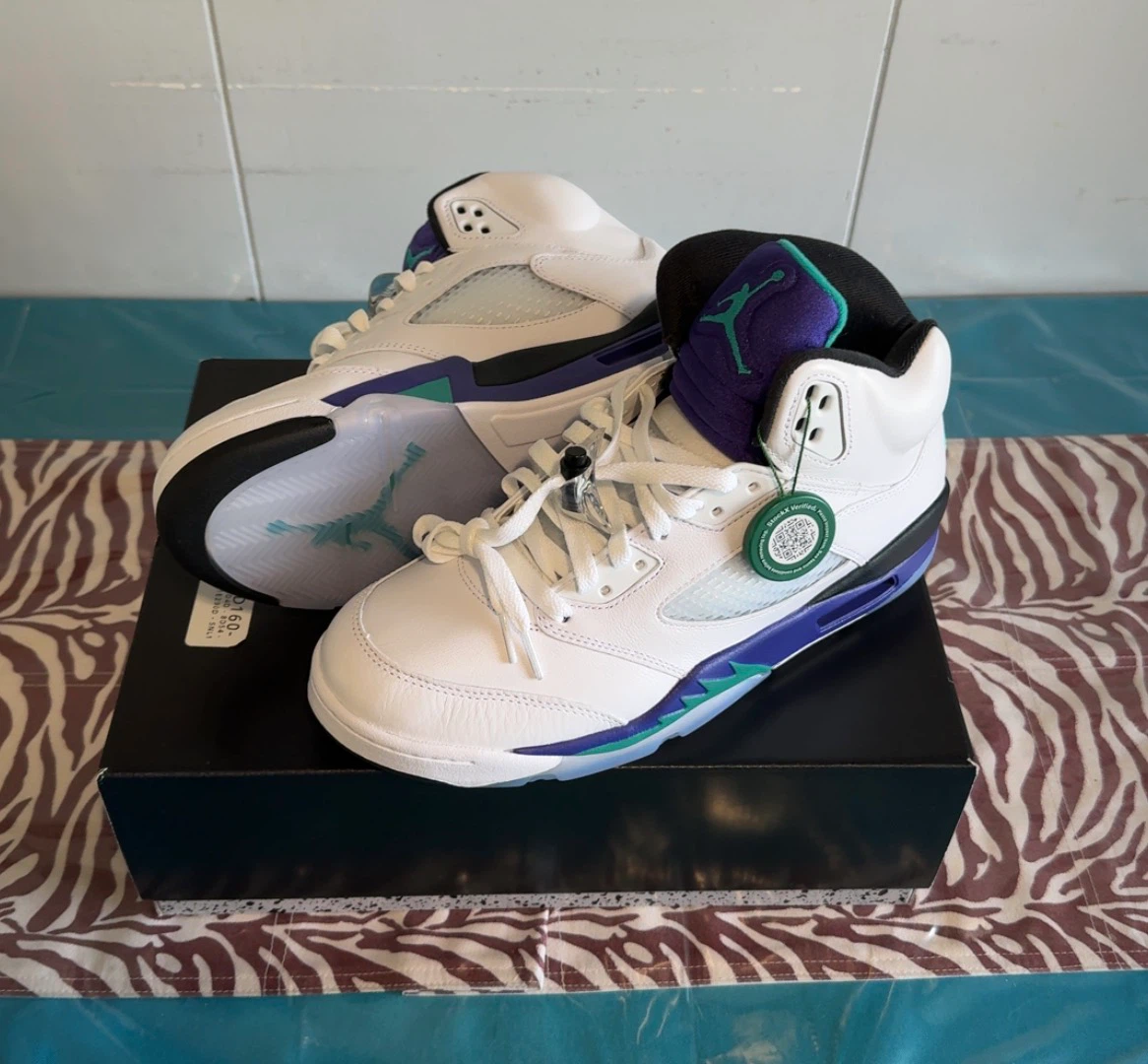 Nike Air Jordan 5 Retro OG White New Emerald-Grape Ice