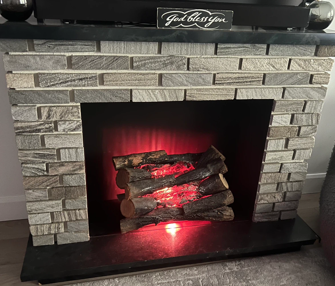 Electric Fireplace with Faux Stone Surround