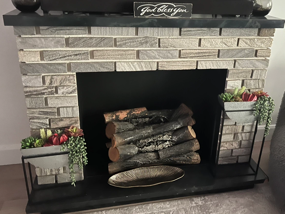 Electric Fireplace with Faux Stone Surround - photo 2