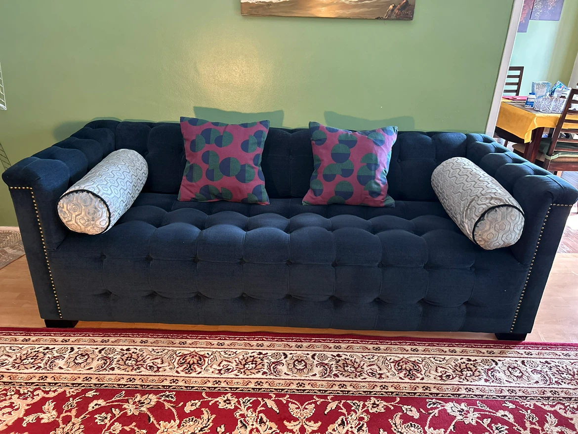 Navy Blue Tufted Sofa