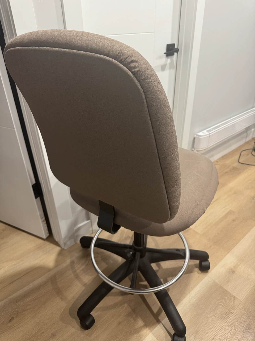 Ergonomic Armless Drafting Chair – Taupe Fabric - photo 2