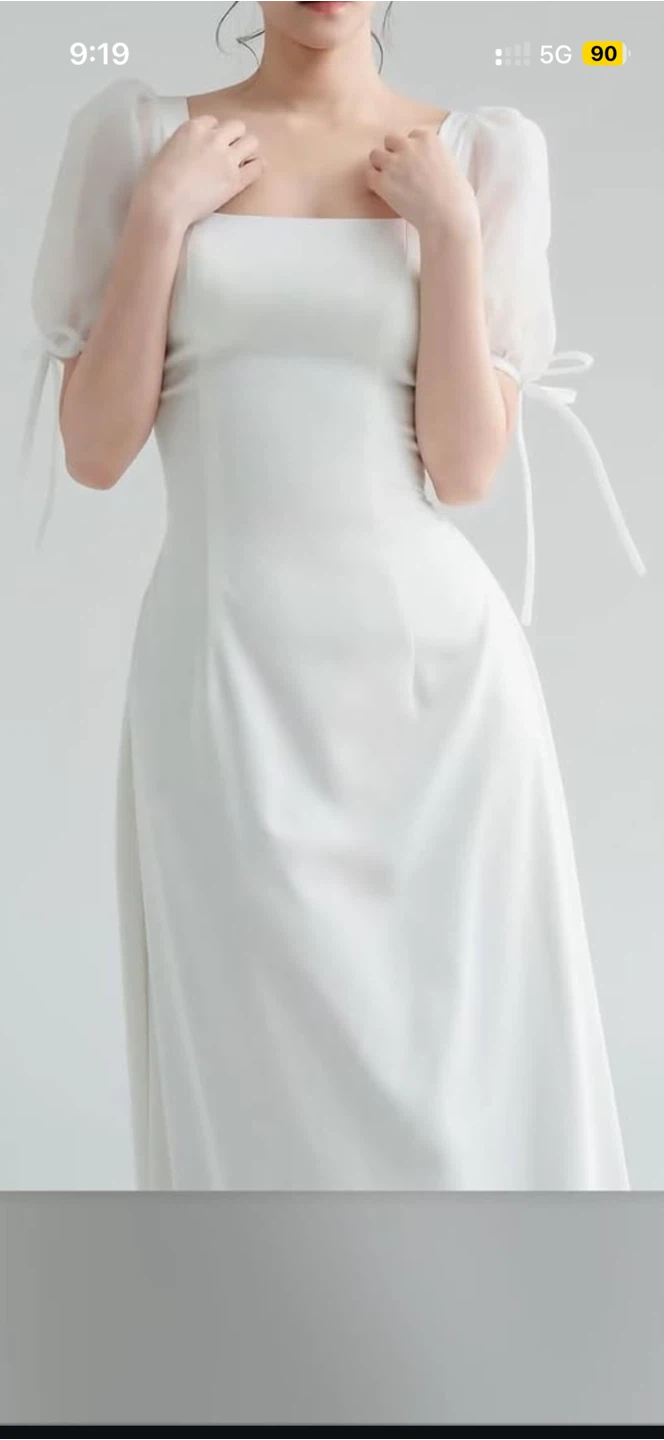Elegant White Dress with bubble sleeves - photo 2