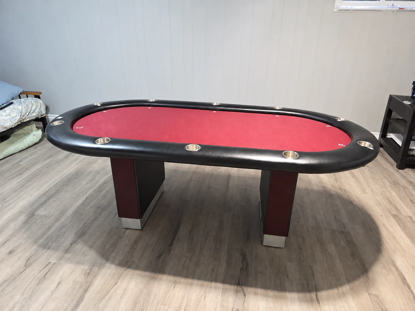 Oval Poker Table with Cup Holders