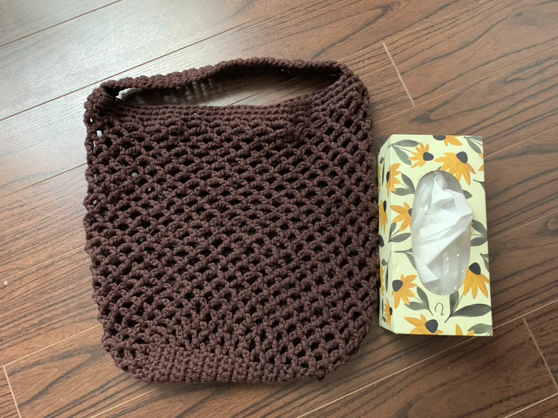 Dark Brown Hand-Crocheted Handbag