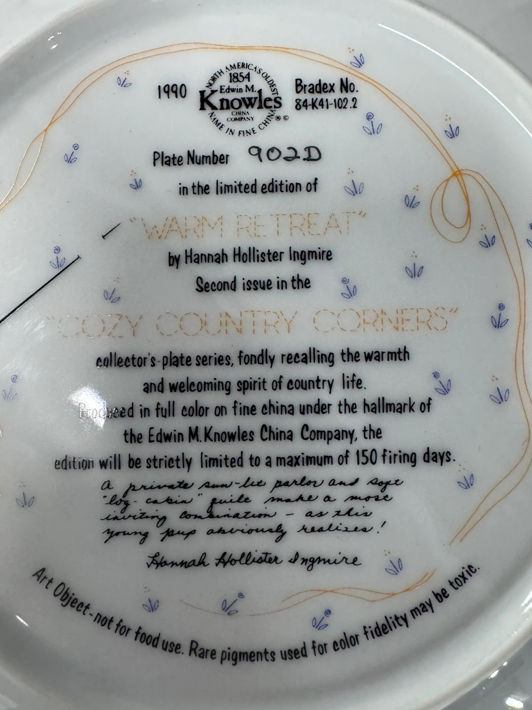 Edwin M. Knowles Warm Retreat Collector Plate - photo 2