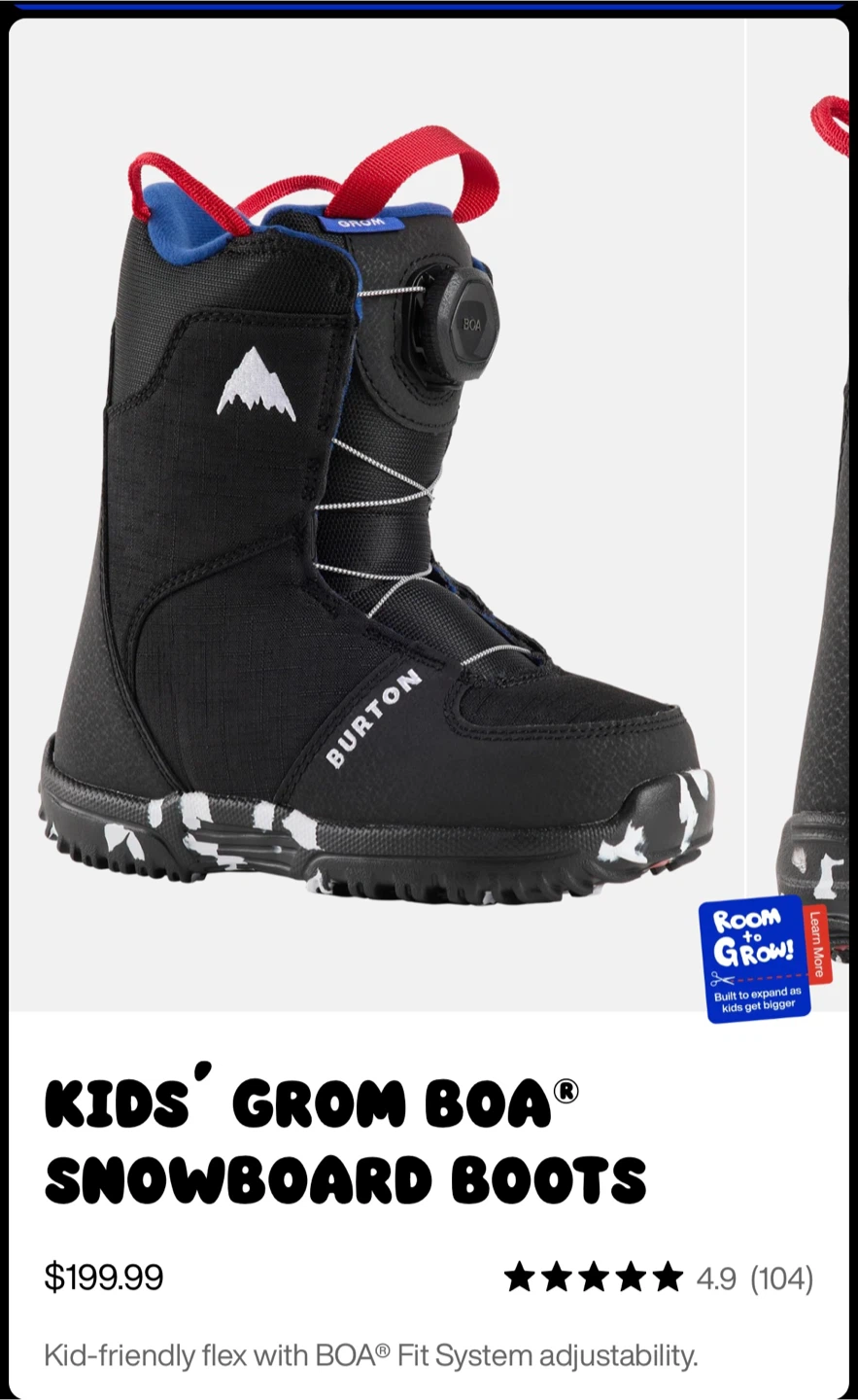 Burton KIDS' GROM BOA SNOWBOARD BOOTS Size 3K - photo 5