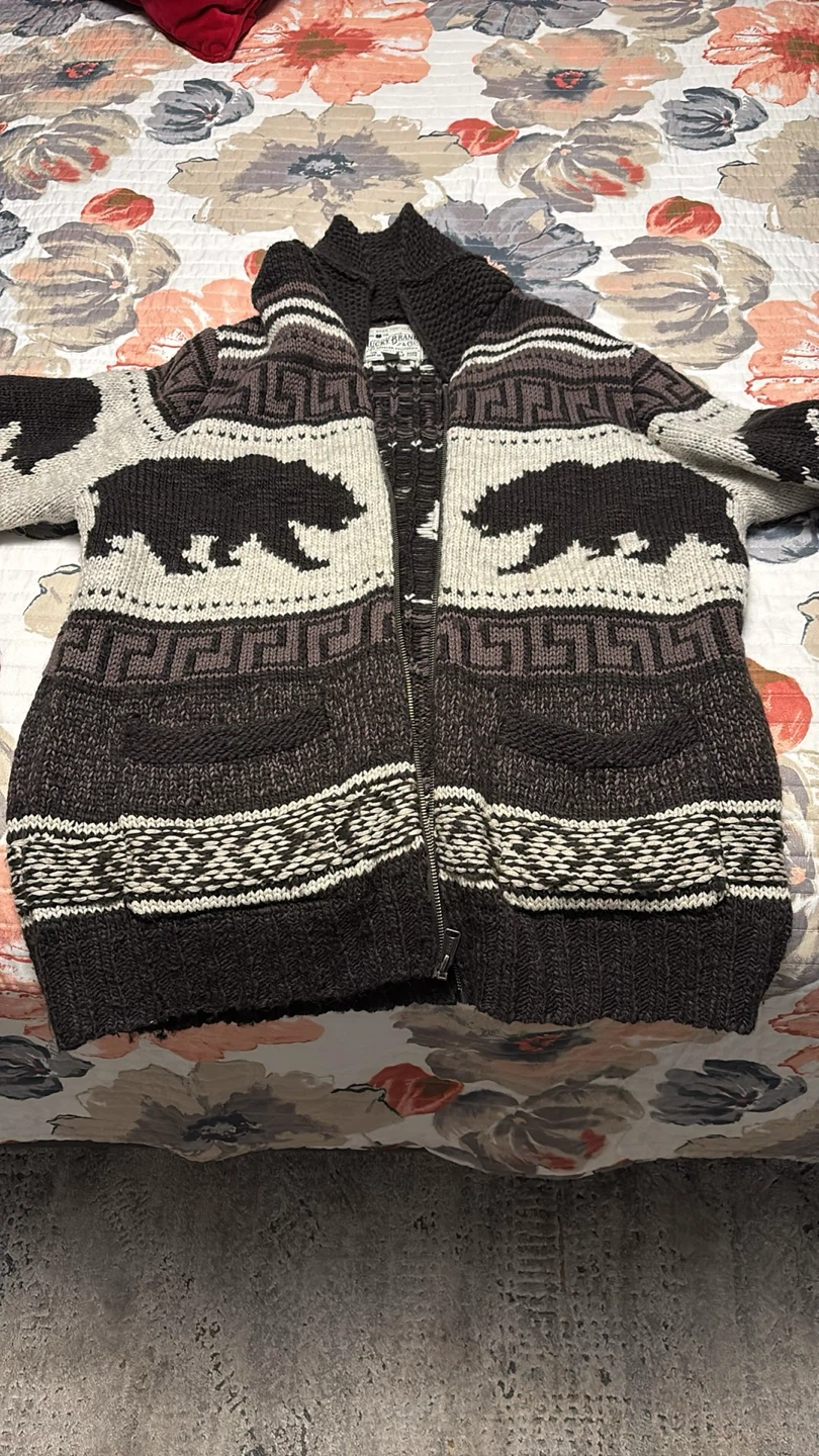 Lucky Brand Bear Print Zip-Up Cardigan - photo 2
