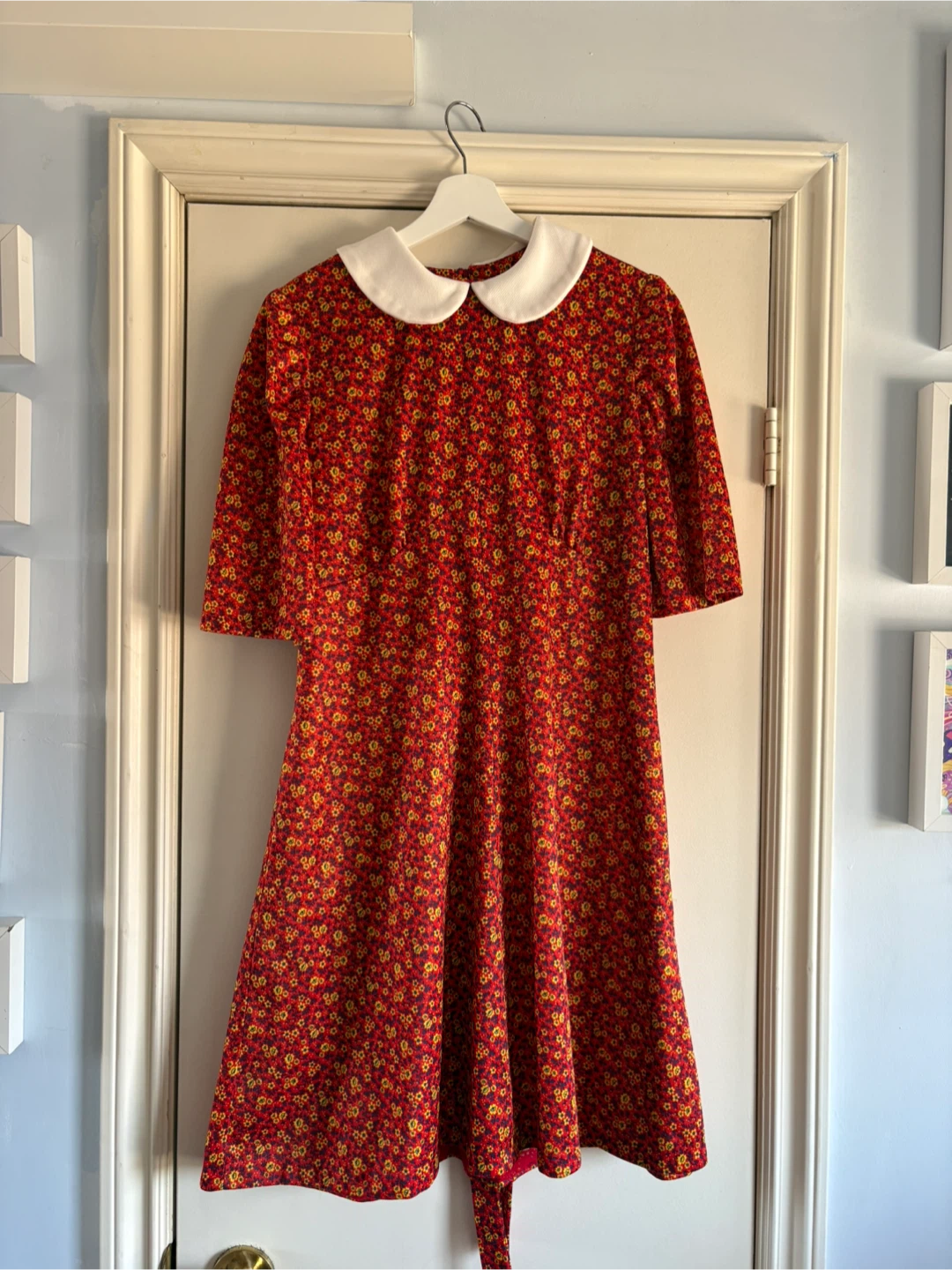 Vintage Floral Print Dress with Peter Pan Collar