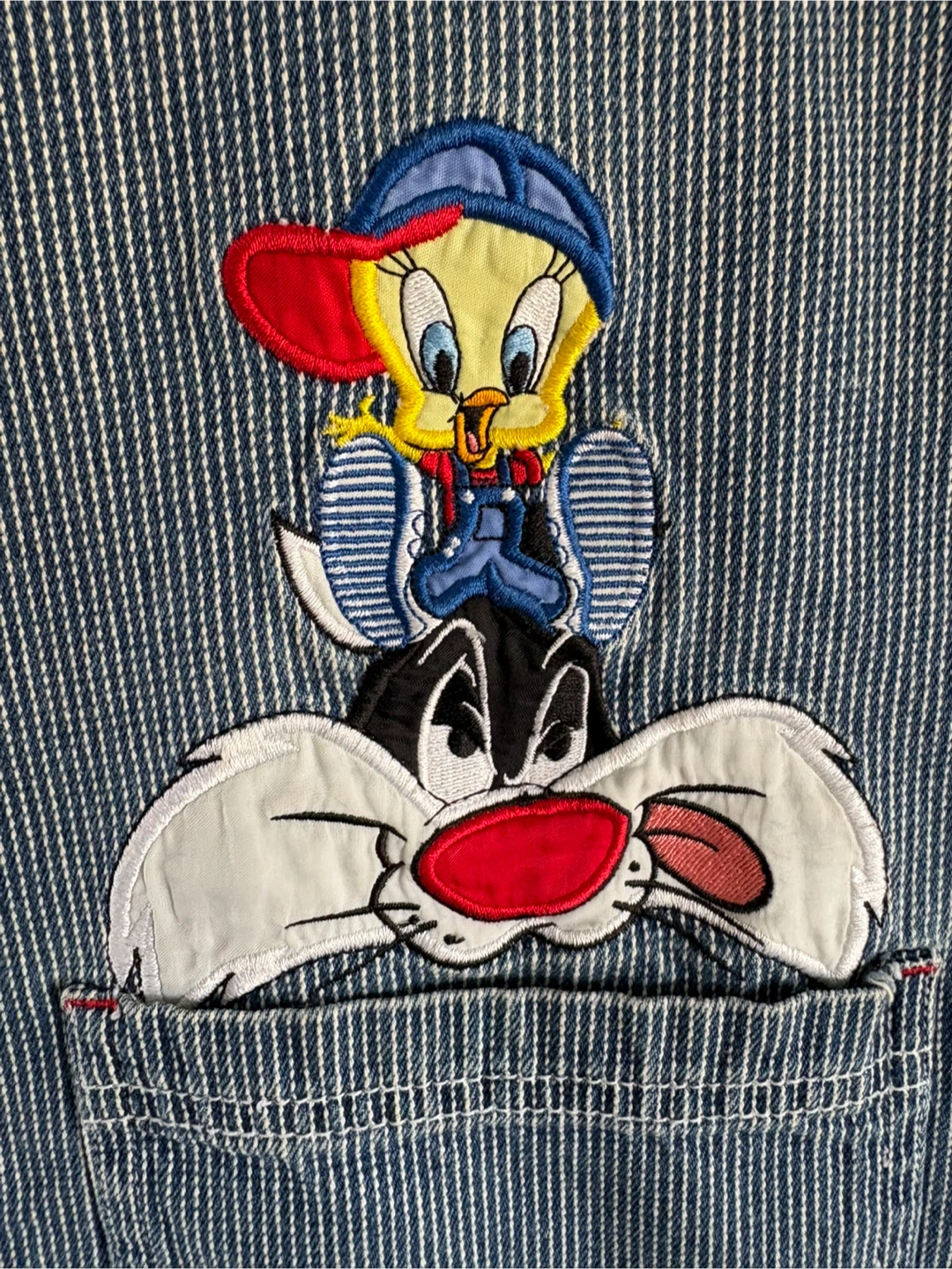 Vintage 90’s Looney Tunes Striped Denim Overalls - photo 2
