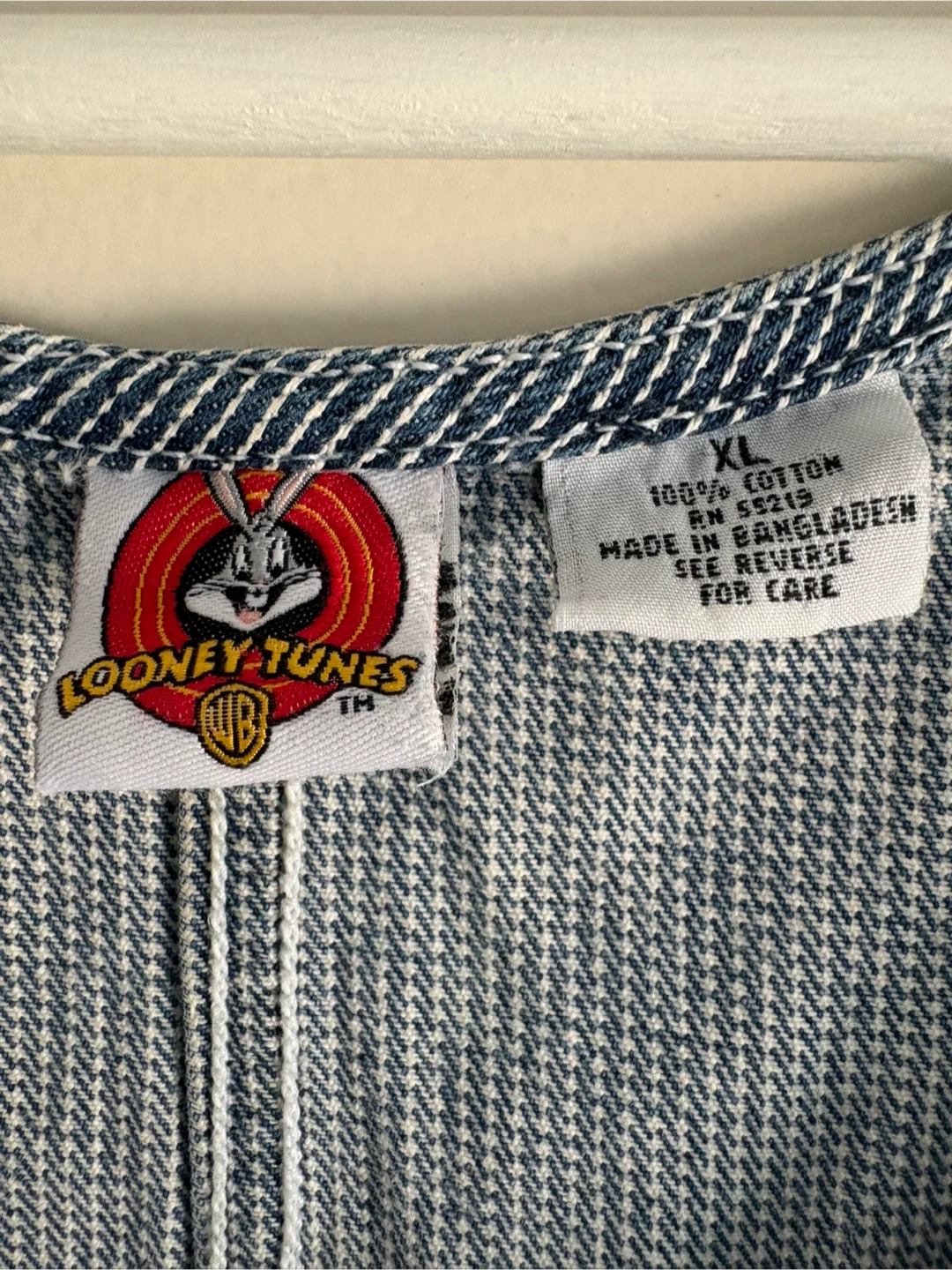 Vintage 90’s Looney Tunes Striped Denim Overalls - photo 3