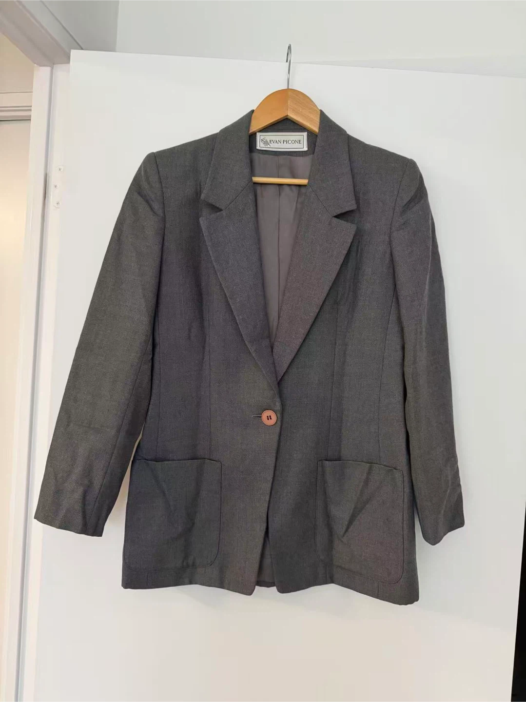 Evan Picone Grey Worsted Wool Blazer