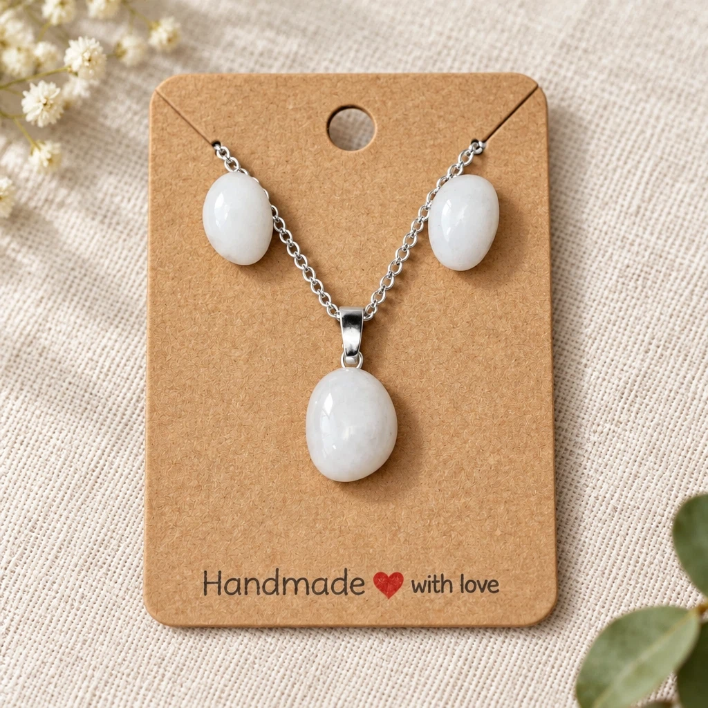 🌊Earring & Necklace Precious Stone Necklace Set