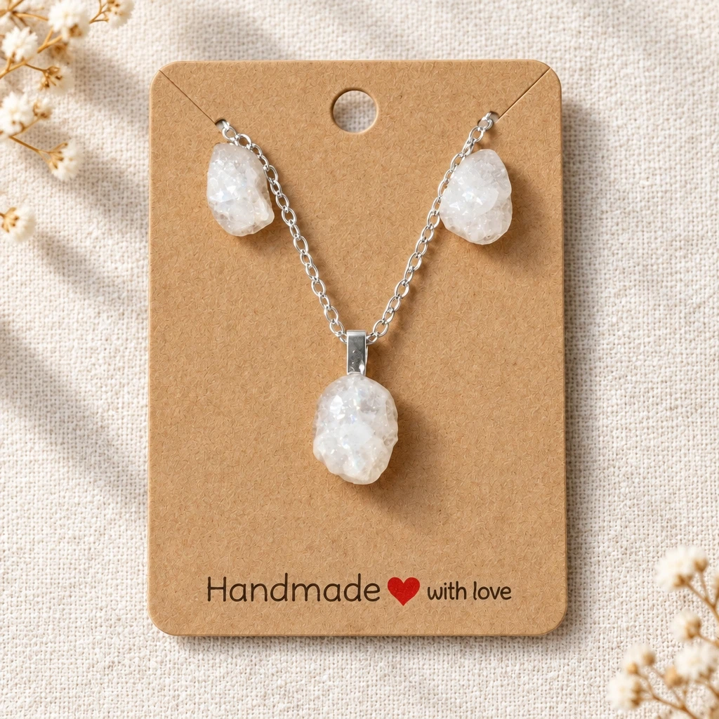 🌊Handcrafted Precious Stone Earring & Necklace