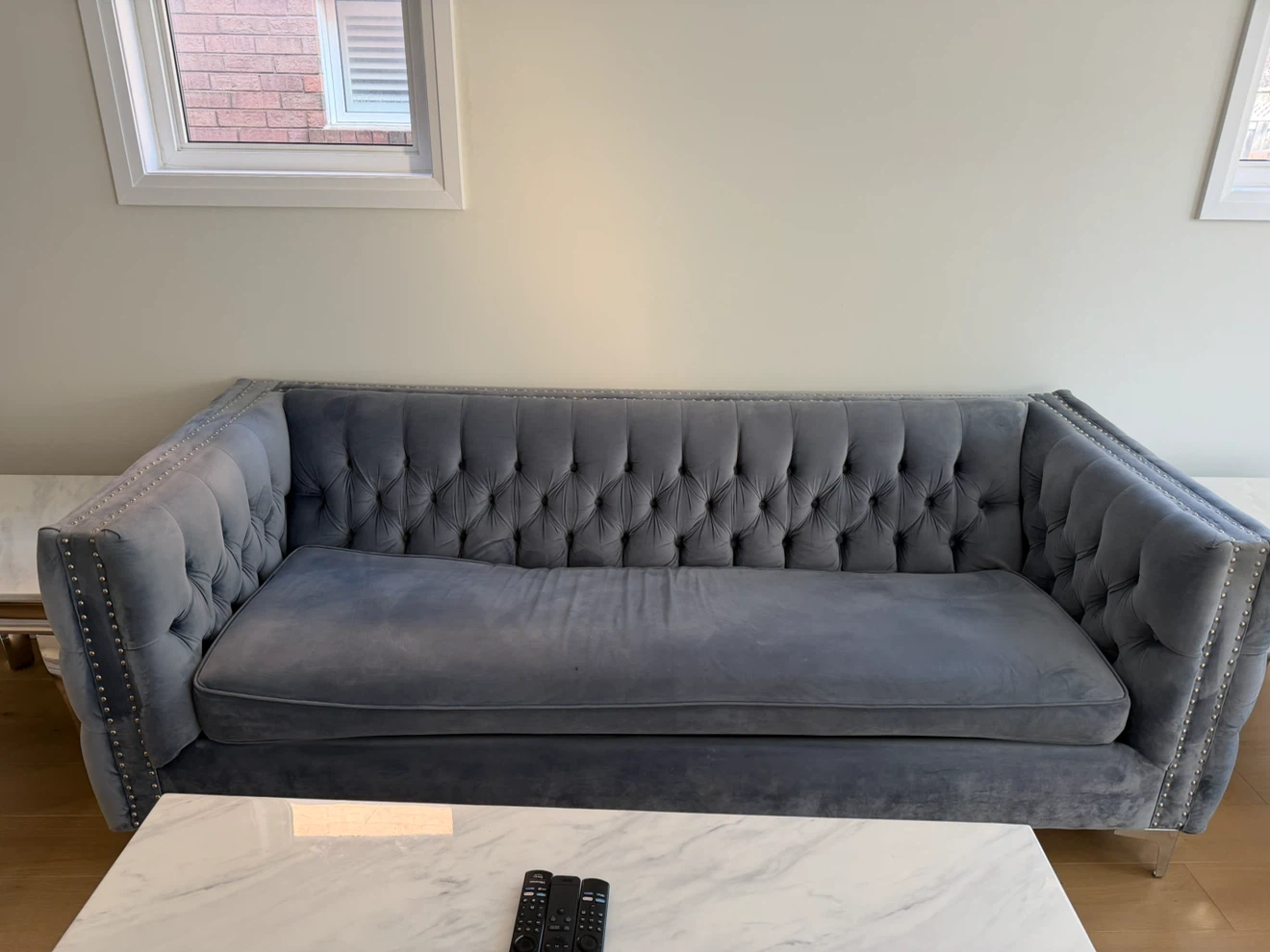 Grey Velvet Chesterfield Sofa