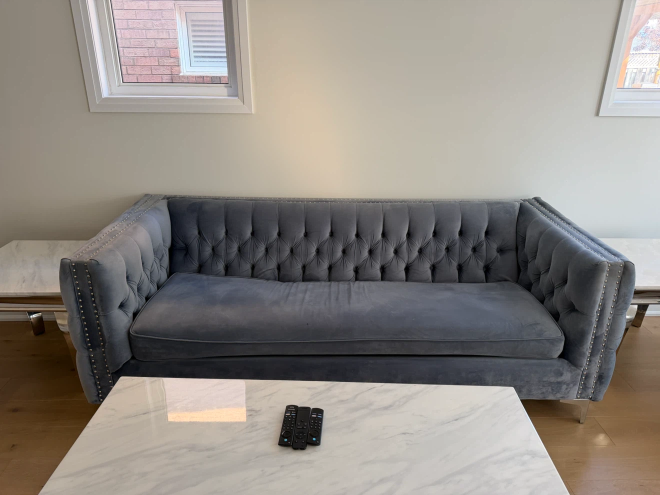 Grey Velvet Chesterfield Sofa - photo 2