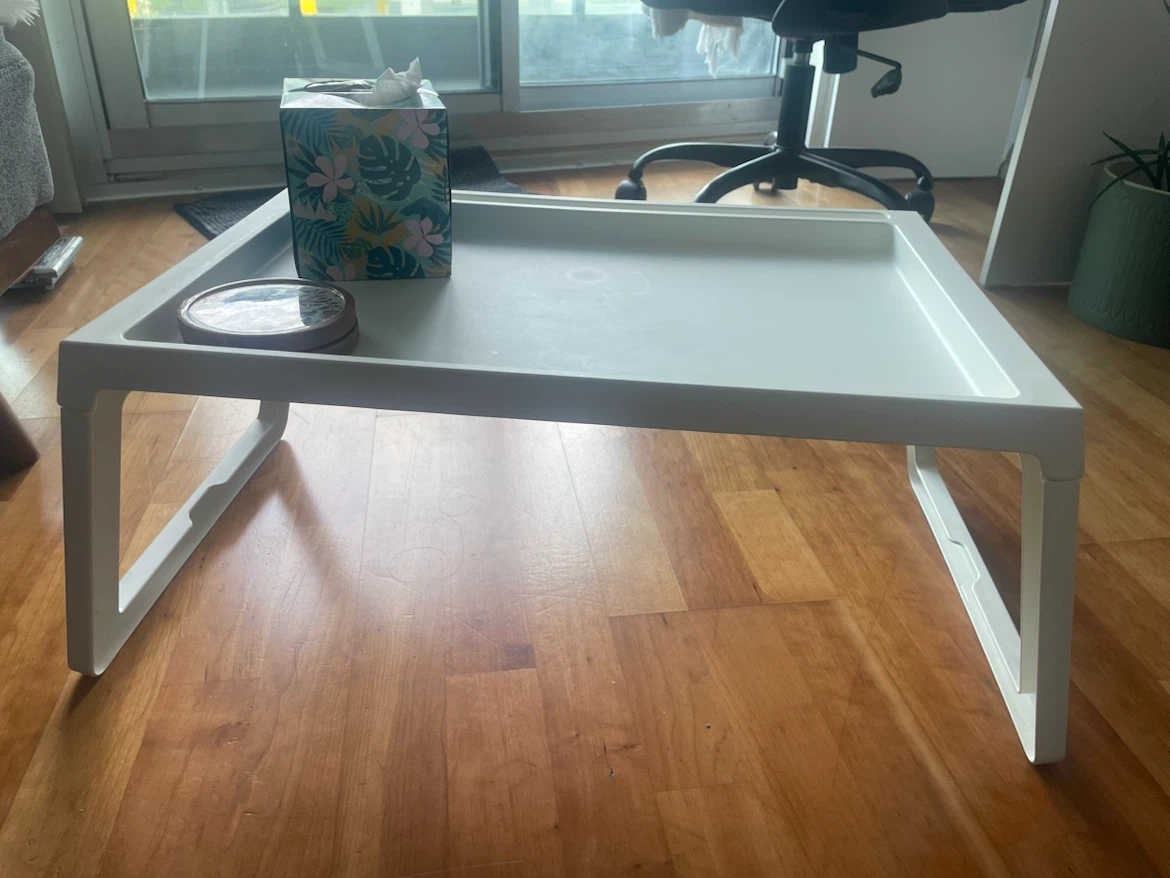 IKEA White Foldable Bed Tray Desk - photo 2