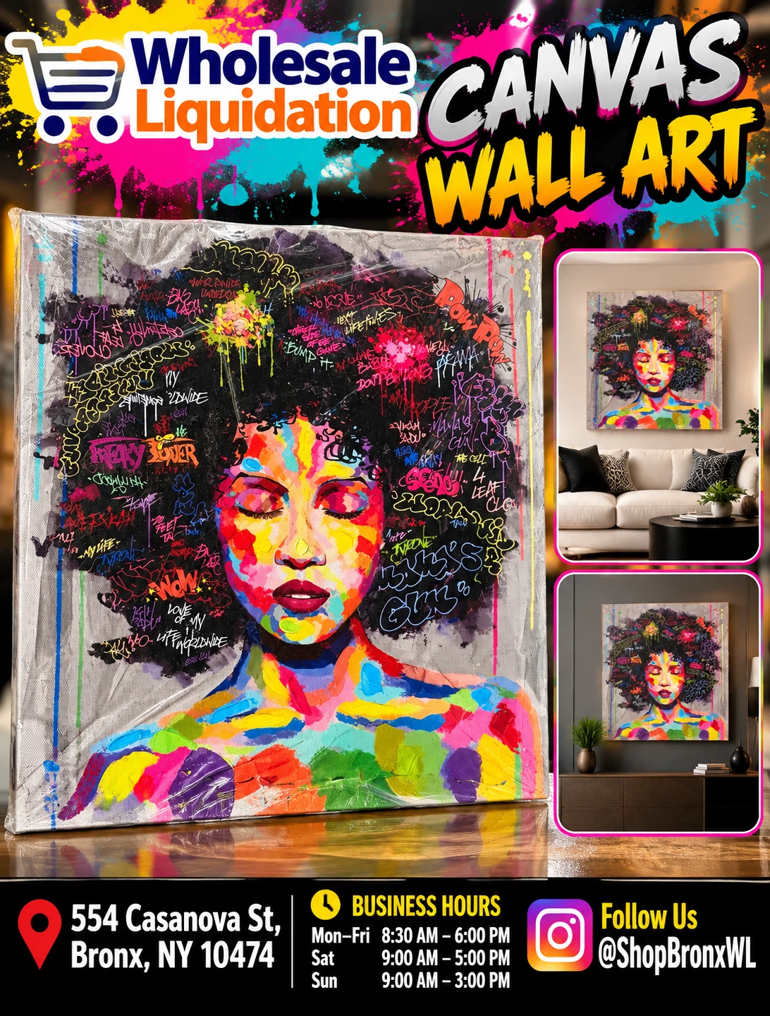 Graffiti Style Portrait Canvas Wall Art