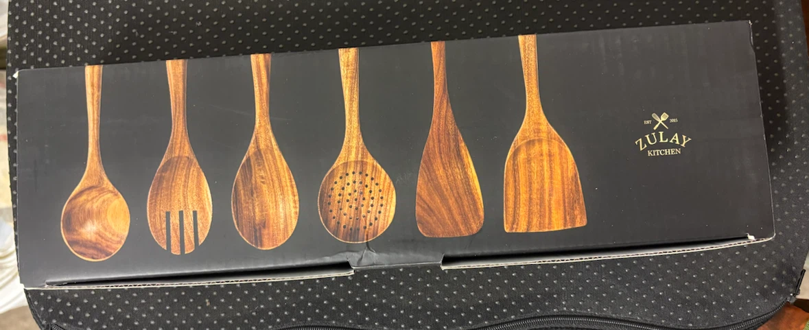 Zulay Kitchen Teak Wood Kitchen Utensils Set - 6 Piece