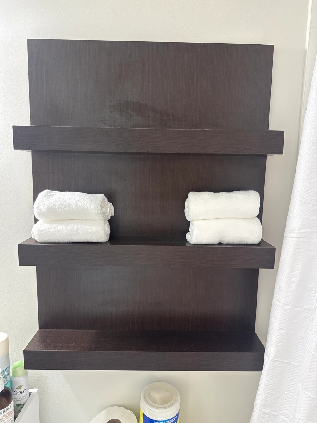 Dark Brown Wall-Mounted Bathroom Shelf