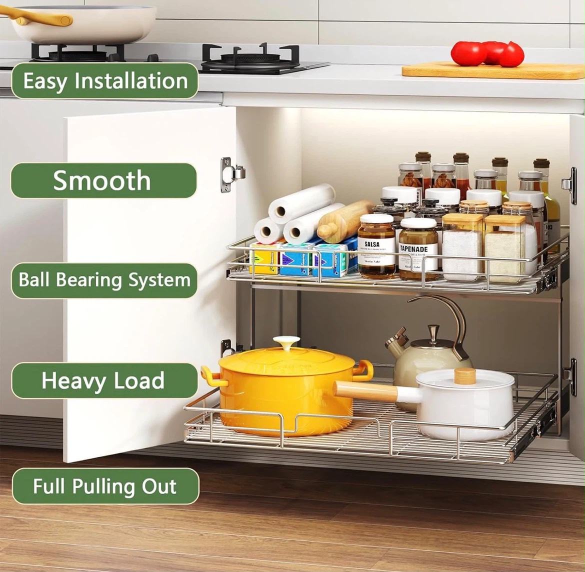 Brand New 2-Tier Pull Out Cabinet Organizer - 28.5" W - photo 2