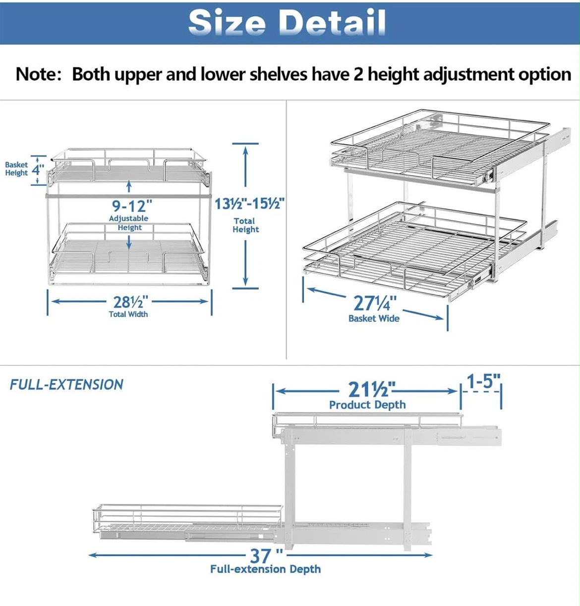 Brand New 2-Tier Pull Out Cabinet Organizer - 28.5" W - photo 5