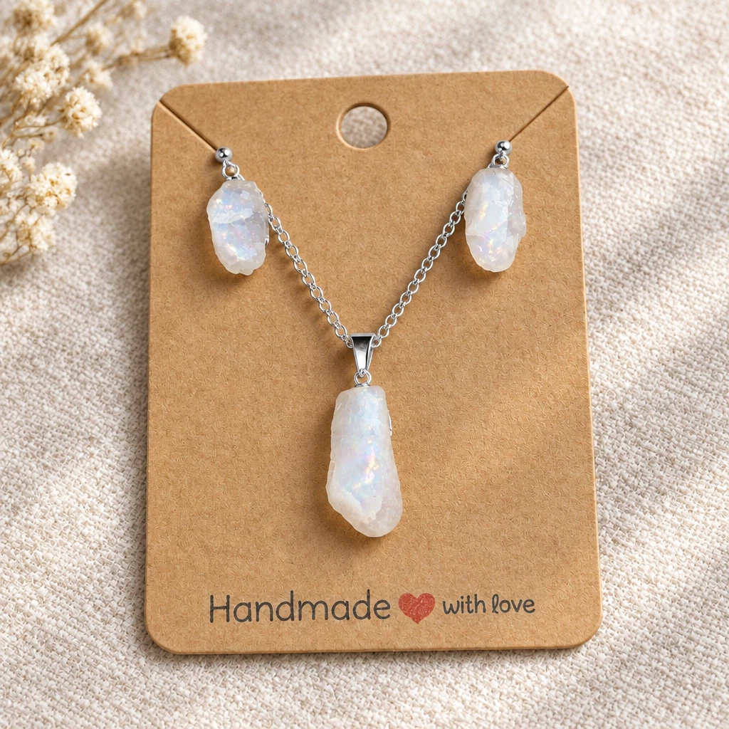 🌊Handcrafted Precious Stone Earring & Necklace Set