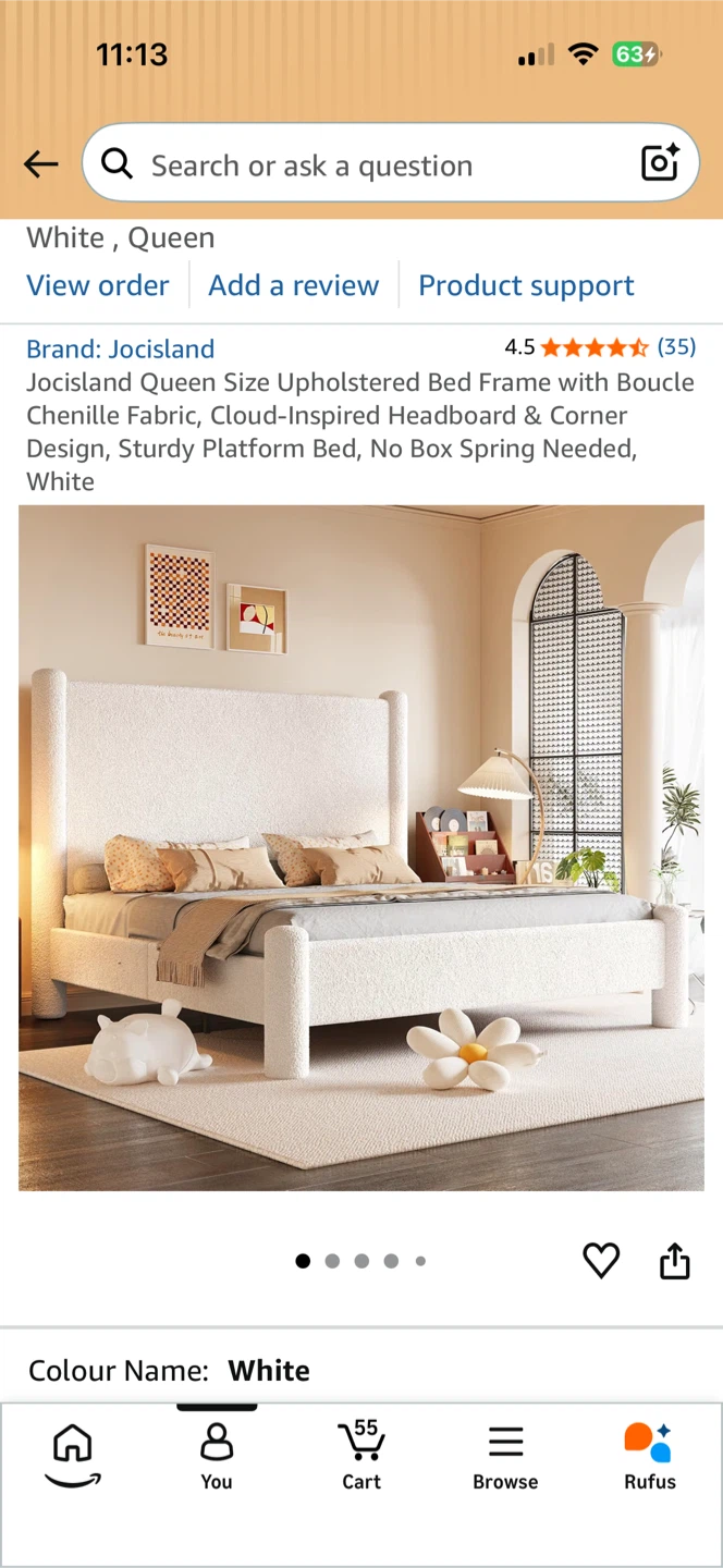 Jocisland Queen Size Upholstered Bed Frame - White - photo 4