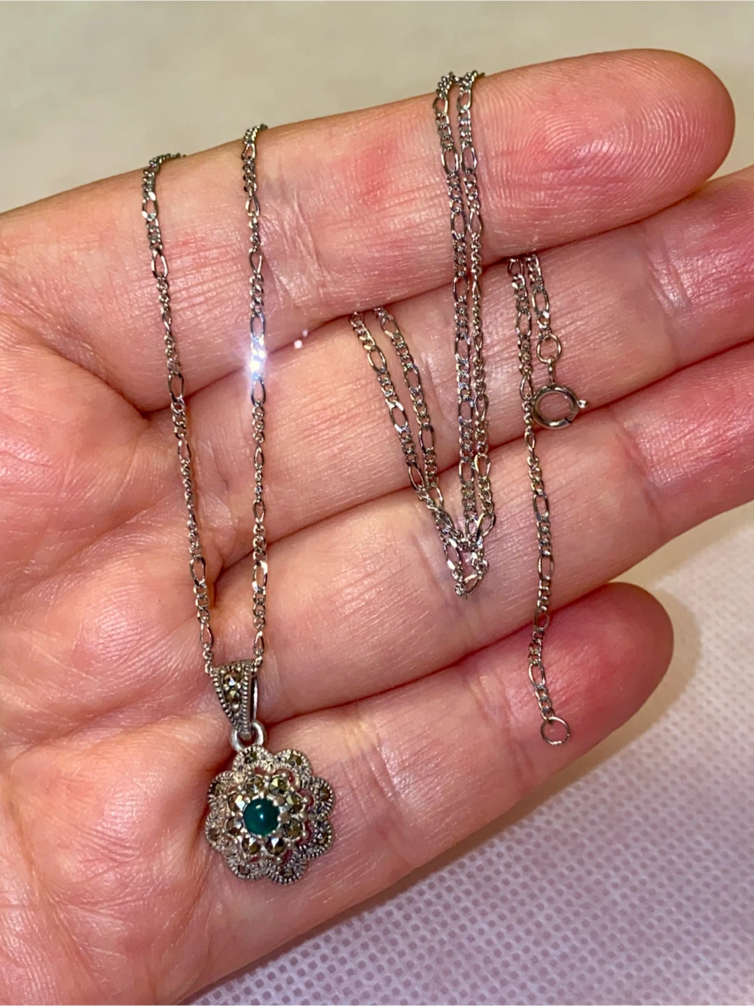 Sterling Silver Jade Necklace